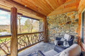 Covered Balcony w/ Seating | 2nd Floor | Lake & Mountain Views