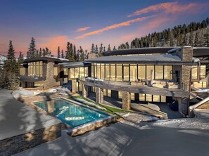 Exterior pool view of our Alpine Opus at the Colony luxury Park City Vacation rental.