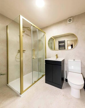 Bathroom - instant gas heated high pressure shower . Fully modernised 