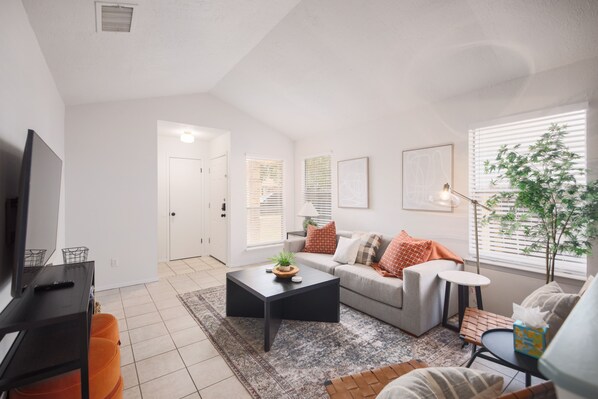 The home offers secure contactless check in with electronically timed keys.  The home has ultra high speed internet. Freshly painted and flooded with tons of natural light