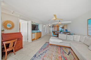Relax in a light-filled living space that blends comfort and style.