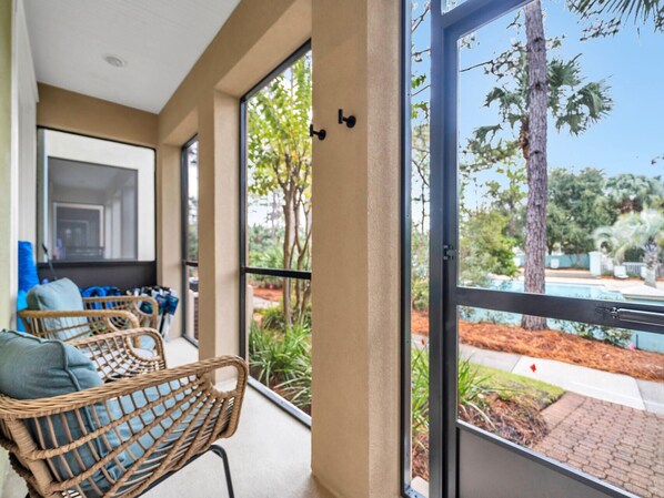 First Floor Screened Patio, Pool view