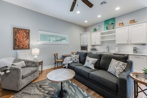 1st Floor Suite living room & kitchenette  1bd/1bth King with private door entry