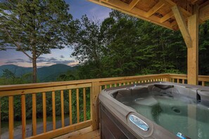 The water’s warm, the air is cool, and the sky is putting on a show. Twilight in the hot tub feels like a little slice of heaven.