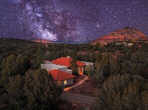 The night shines with serenity and beauty, setting the perfect mood for relaxation and fun.