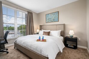 Luxurious king bed from Arhaus with new $2,000 Winkbed mattress and legendary Frette bedding! 