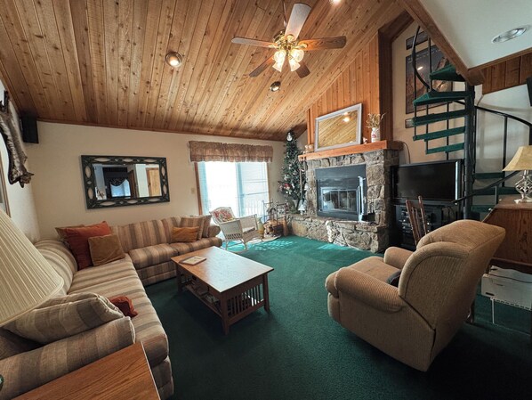 Living Room with Wood Fireplace