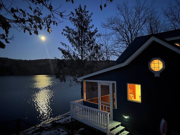 Moon rise over the lake
