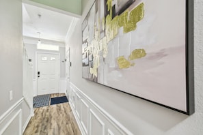 View of the front door from hallway.