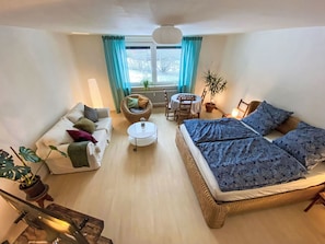Furniture, Interior Design, Floor, Flooring, Wood, Bedroom, Room, Bed, Textile, Ceiling