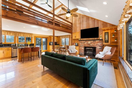 Soak in the grandeur of our high-ceiling living area, seamlessly flowing into the open floor plan.
