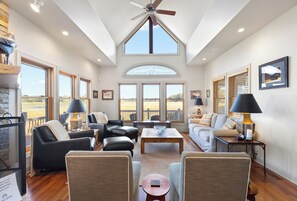 Charming family room at the front of the home