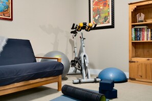 Office Area | Sleeper Sofa and Fitness Equipment (upper level)
