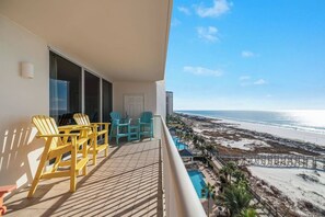 Spacious Balcony w/ Gulf View and ample seating