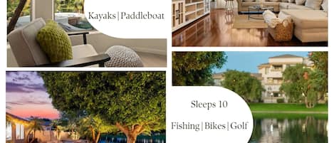 Enjoy this beautiful and relaxing lakefront property with FREE heated pool/spa