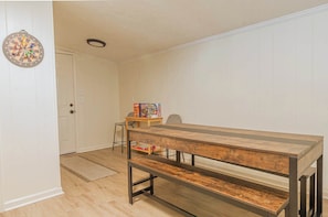 Gather around the dining table for delicious meals and lively conversations. This space is perfect for creating lasting memories with friends and family. #diningarea #familytime #gatherings #airbnb

