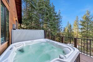 Soak in serenity on the 2nd floor balconies hot tub