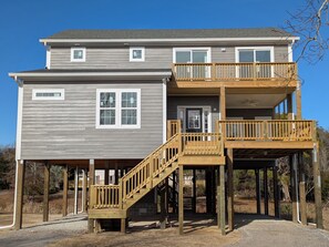 Unit B is the top level. At 41 feet high, it has amazing water views!