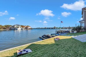 Grassy Backyard with Lake LBJ Waterfront
