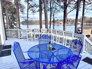 First floor deck, sweating for 12, plus a gas grill.