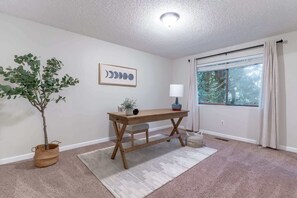 Cozy and organized home office, designed for productivity and comfort.