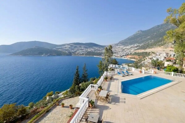 Shared pool with stunning view of Kalkan Bay