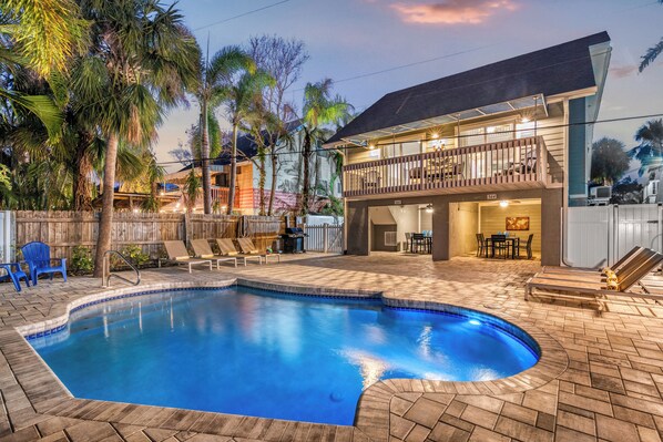 Twilight swim in your semi private pool.
