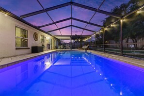 Dive into serenity under the stars—our private pool is the perfect evening retreat, beautifully lit for a tranquil escape.