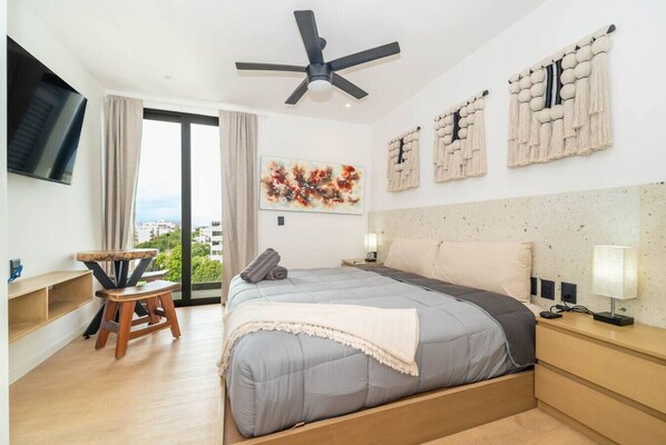 Drift off to sleep in a serene bedroom with a luxurious bed and a calming atmosphere.