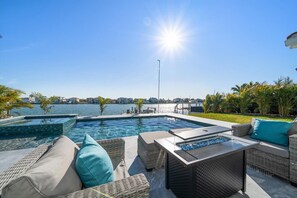 Plush seating area for morning coffee or evening fireside chats