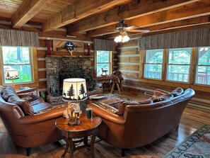Cozy space for relaxing in front of the fireplace.