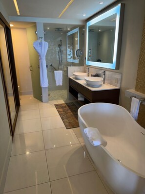 Dual Vanity, Walk-in-Shower and Tub in Master Bath