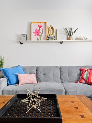 Comfy sofas, perfect for movie nights.