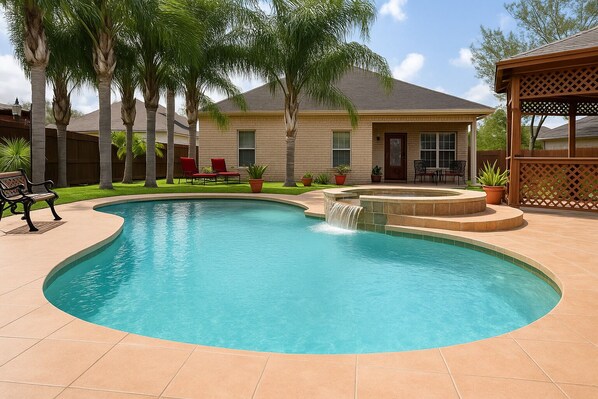 Spacious Backyard with Beautiful Palm Trees