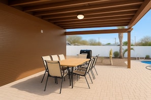 Outdoor and shaded dining area