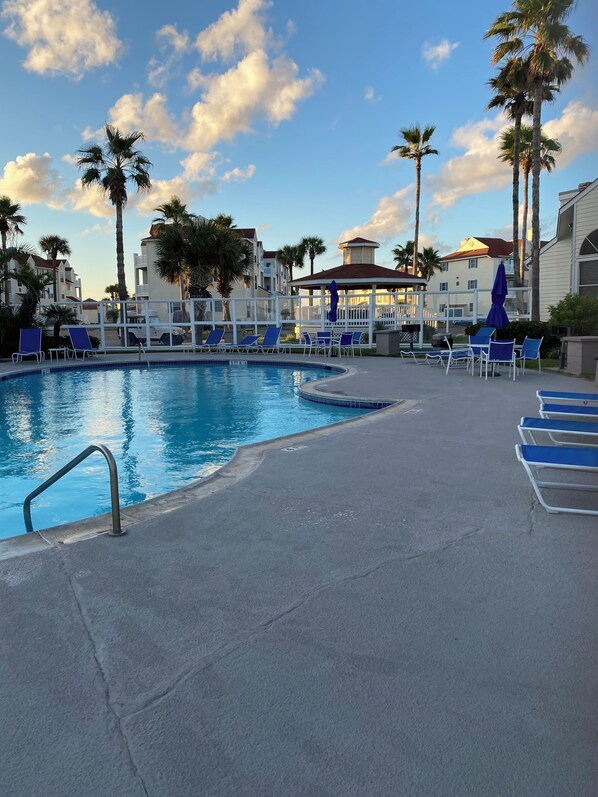 Pool area- just resurfaced plus new lounges and umbrellas