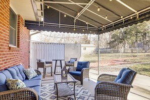 Patio | Partially Fenced Yard | 2-Story Home