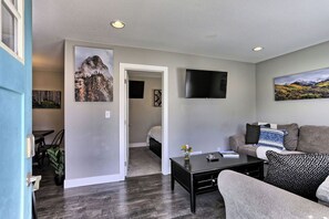 The second bedroom is right off of the living room.