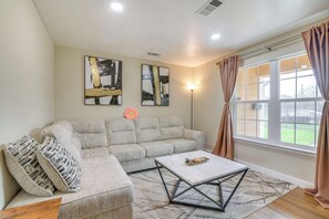 Living Room | Single-Story House | In-Unit Laundry | Central Heating & A/C