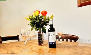Farmhouse table, perfect for breakfast lunch and dinner.