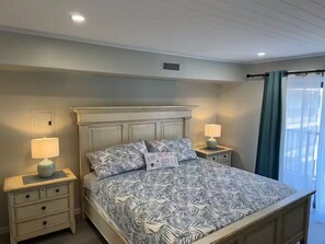 Master bedroom with king sized bed