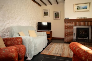 Lounge with exposed beams