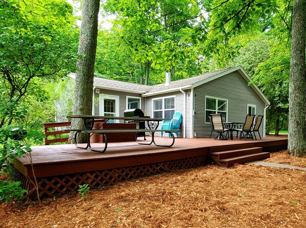 Cottage exterior, lots of deck space