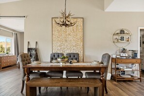 Enjoy a meal in our beautiful dining area, which comfortably accommodates up to six guests.