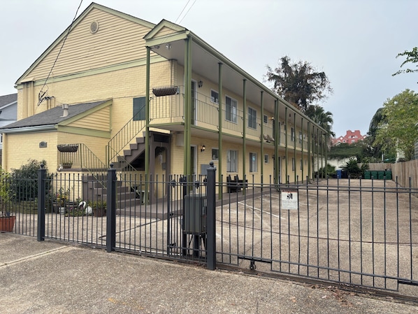 Gated, one dedicated parking space.