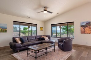 Open living area with beautiful mountain views