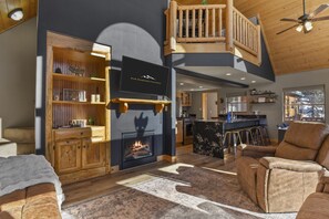 Open floorplan with cozy gas fireplace