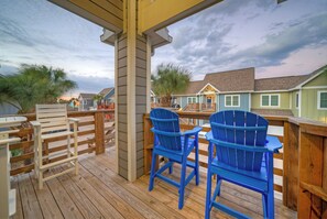 Balcony with outdoor seating.
