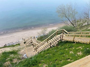 Stairs directly from the backyard to the beach