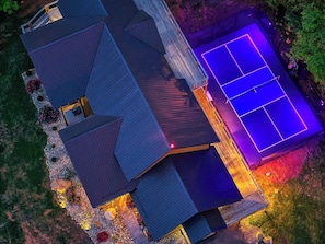 Unique Cabin in the Smokies "The Lodge at Burg Hill" - Aerial view of pickle ball / basketball court